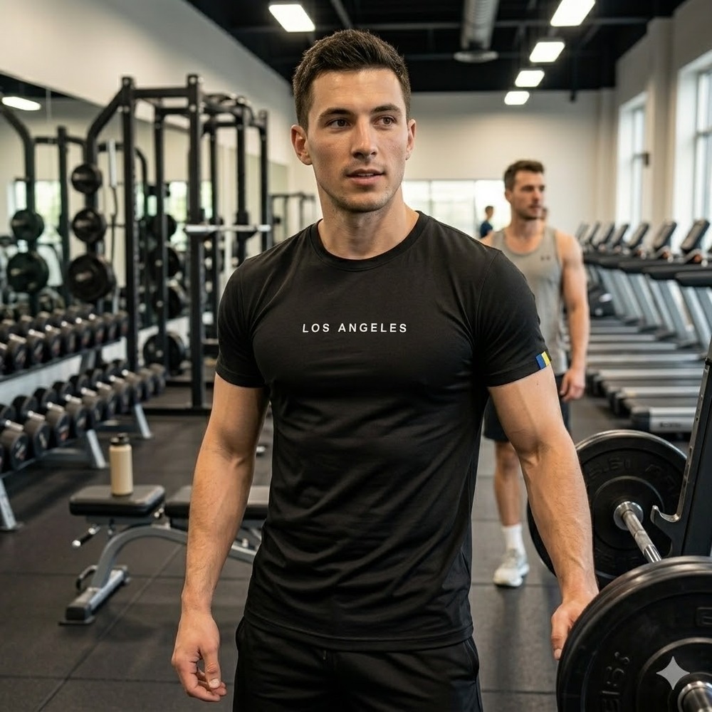 Manfinity Los Angeles Graphic T-Shirt Black Small Slim Fit Streetwear LA
